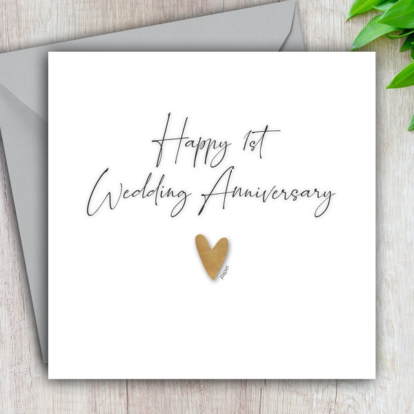 1st Anniversary Card, Paper Wedding Anniversary, Happy First Wedding Anniversary, Card For Him, For Her, Couple, Friends, 1 Year Married