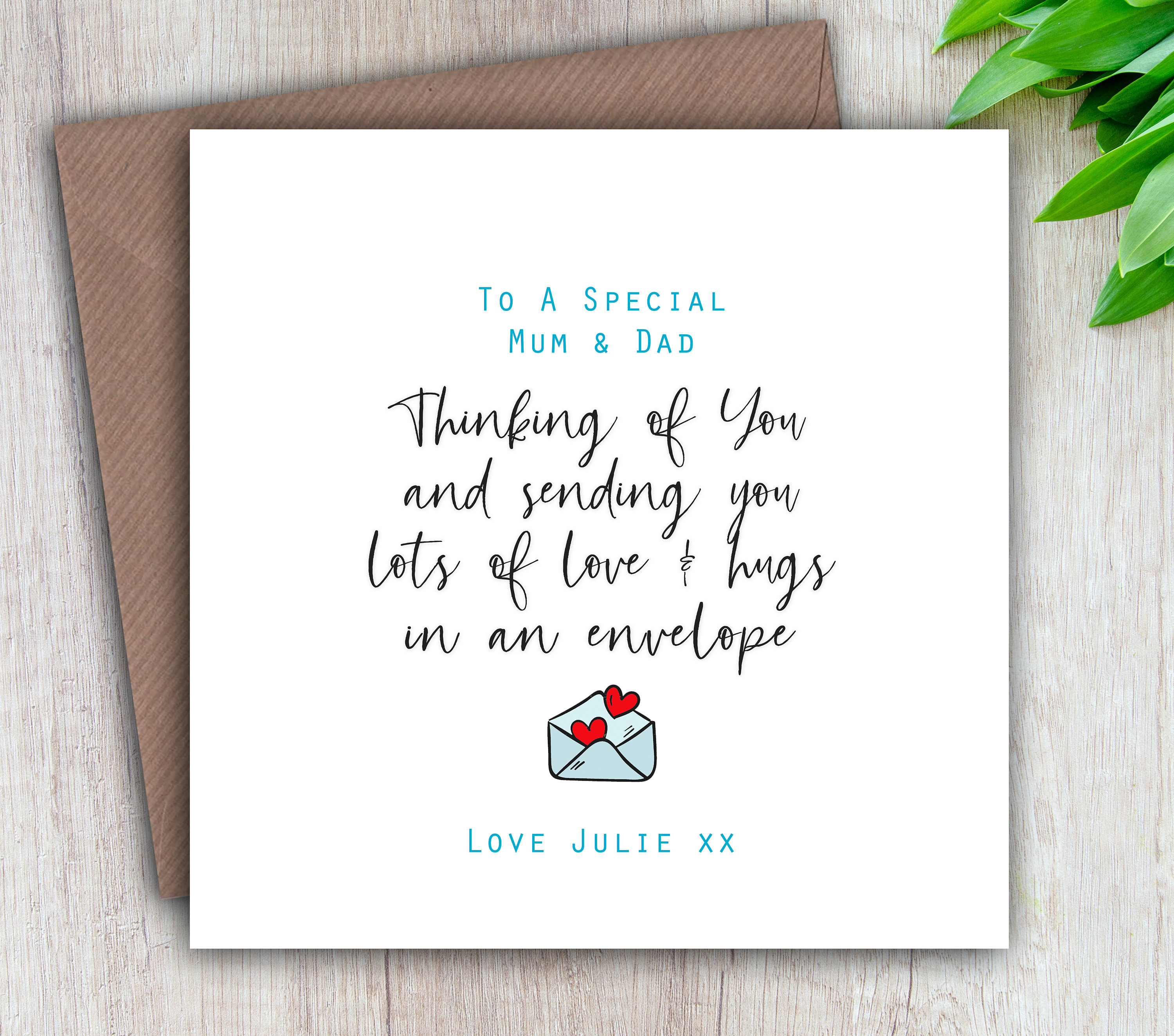 Thinking of You Card Son Friend Personalised /& Handmade Mum Dad Daughter