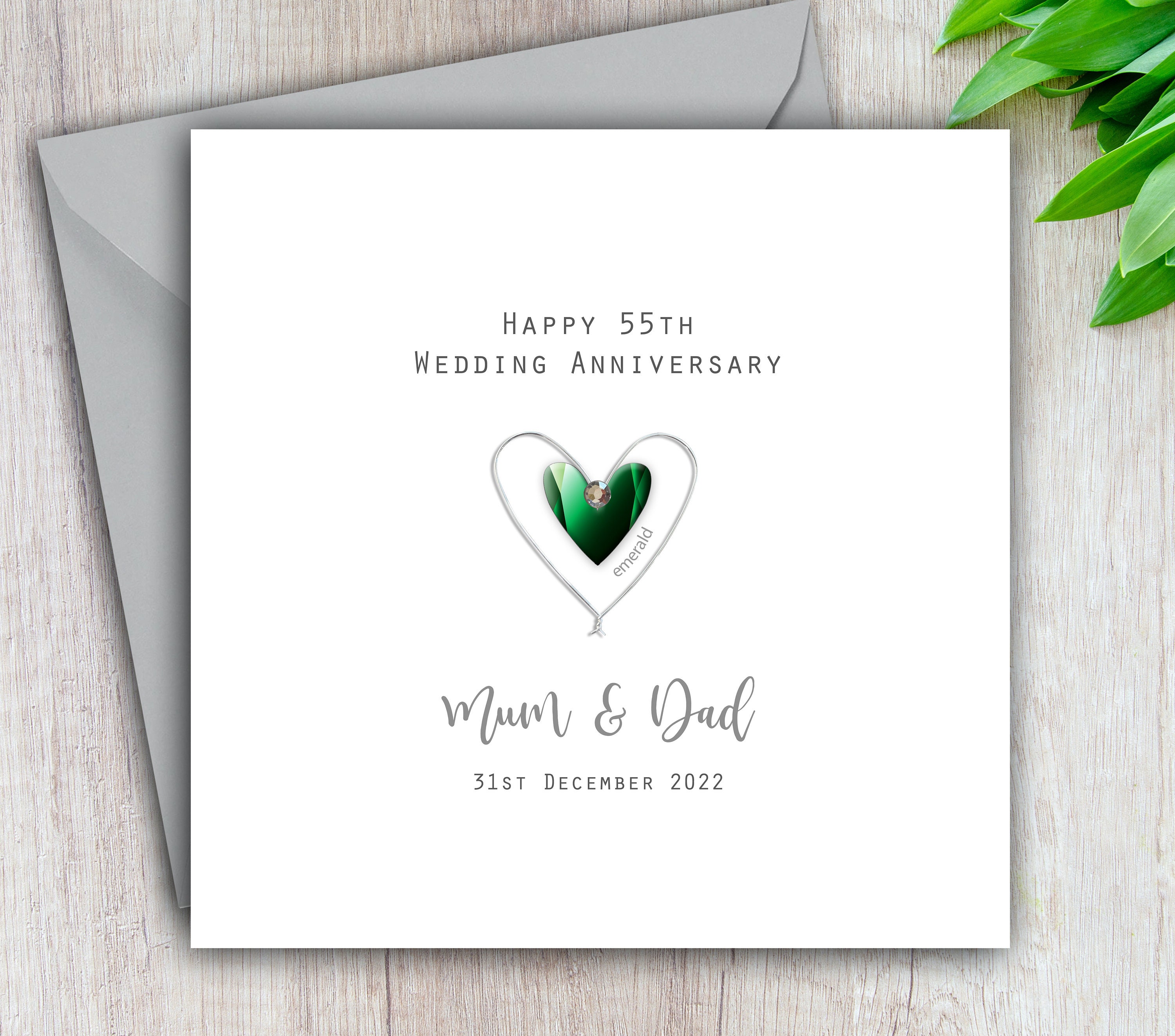 55 Anniversary Card Emerald Anniversary Card 55th Wedding Anniversary Card 