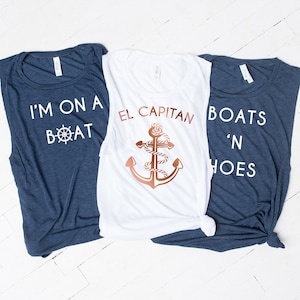 Nautical Bachelorette Party Shirts, Boats n Hoes, I&#39;m on a Boat, Bride&#39;s Mates, Nautical Bride, Nautical Bridal Party, Nautical Tank Top