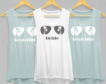 Beach Bachelorette Weekend, Bachelorette Party Shirts, Bride's Babes Shirts, Bachelorette Tanks, Muscle Tank, Bride Squad, Just Engaged