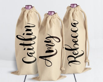 Personalized Wine Bag, Wine Lover Gift, Wine Tote, Bridesmaid Gift, Bridal Party Gift, Gift for Wine Lover, Gift for Her, Personalized Gift