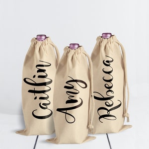 Personalized Wine Bag, Wine Lover Gift, Wine Tote, Bridesmaid Gift, Bridal Party Gift, Gift for Wine Lover, Gift for Her, Personalized Gift