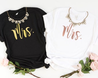 Mrs Shirts, Rose Gold Bride Shirt, Gold Foil Bride Shirt, Honeymoon Shirt, Bride Shirt, Bachelorette Party Shirt, Bride to Be Gift