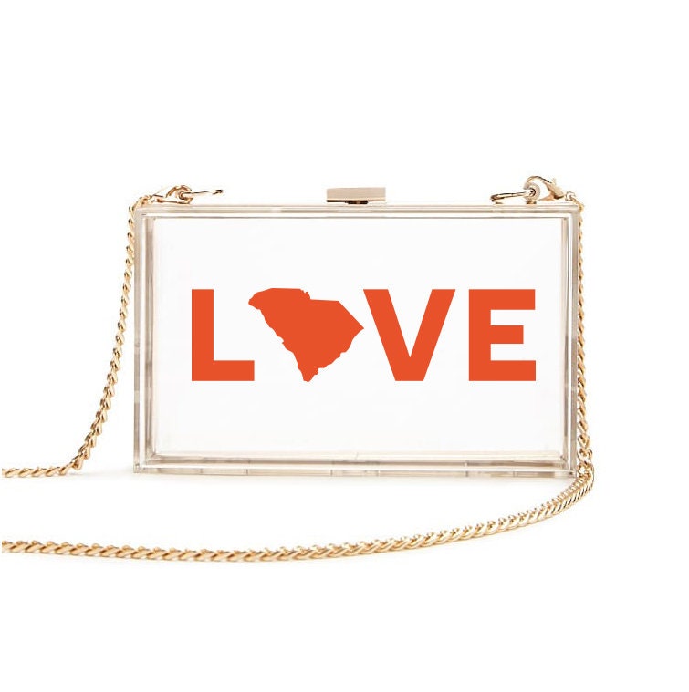 Clear Heart Locket Stadium Clutch/Crossbody