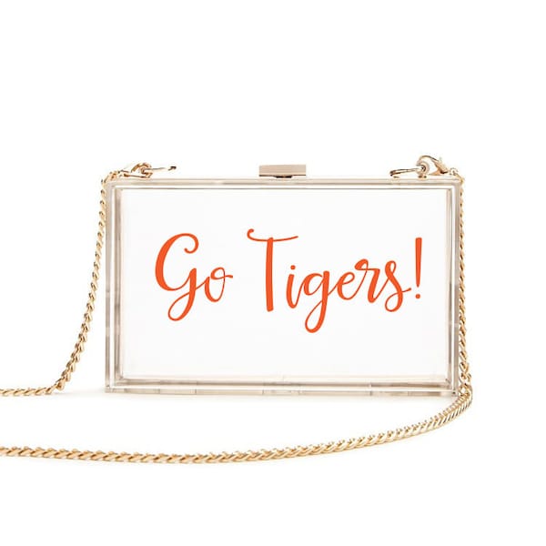 Clear Clutch, Tigers Stadium Bag, Clear Stadium Bag, Go Tigers Clear Bag, Clear Purse, Clear Clutch, Game Day Bag,  Cute Clutch, Tailgate