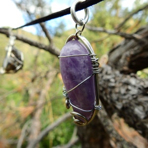 Amethyst crystal wire wrap handmade pendant image 2