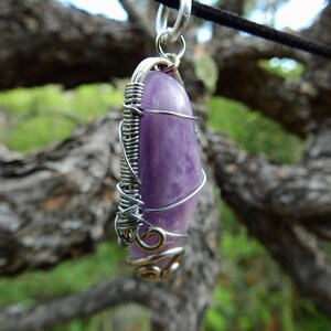 Amethyst crystal wire wrap handmade pendant image 1