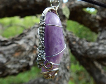 Amethyst crystal wire wrap handmade pendant