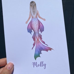 Personalised fully customised Mermaid Print // Mermaid wall art, Mermaid decor, Mermaid bedroom decor, Mermaid picture