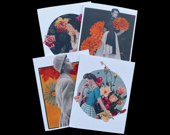 Flower Series Cards: Individual stationery cards or set of all 4