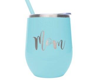 Vaso de vino personalizado con pajita, regalo para dama de honor, acero inoxidable (355 ml)