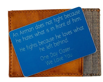Personalized Engraved Metal Wallet Card Insert, Military Deployment Gift