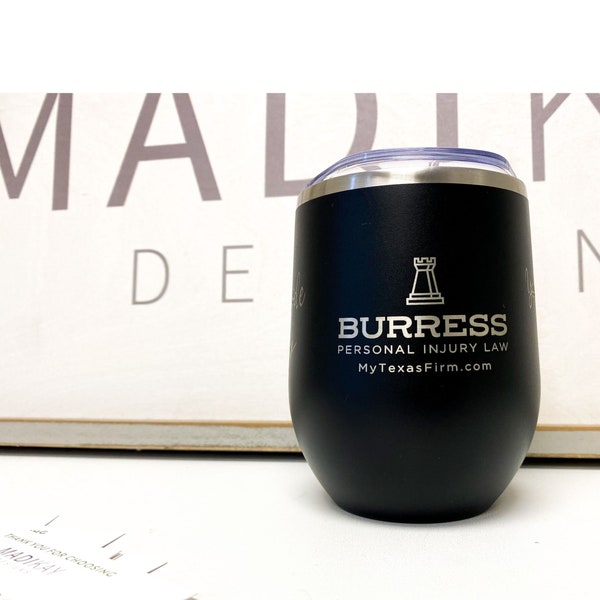 Custom Stemless Wine Tumbler, Corporate Christmas Gift, Business Corporate Logo, Bridal Party Gift, Bulk Discount, Engraved Wine Tumbler