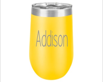 Custom Engraved Wine Tumbler, Insulated Stainless Steel Cup with Lid