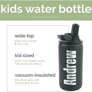 Personalized Kids Water Bottle With Straw, Back to School, 12 Oz ...