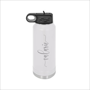 Personalized Stainless Steel Water Bottle with Straw - 32 oz - Custom Laser Engraved  Business, School Team or Corporate Logo  Sports Bottle