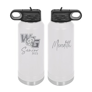 32 oz Personalized Water Bottle with Straw, Stainless Steel Custom Laser Engraved, Business School Team Corporate Logo, Sports Bottle
