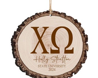 Gepersonaliseerd ornament studentenvereniging: Grieks cadeau met gegraveerd hout