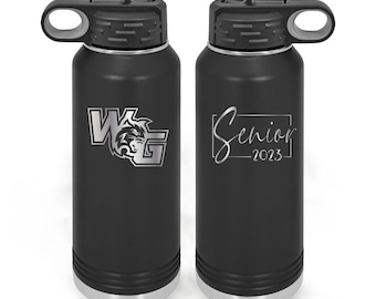 Personalized Graduation Water Bottle, Class of 2025, Engraved Stainless Steel