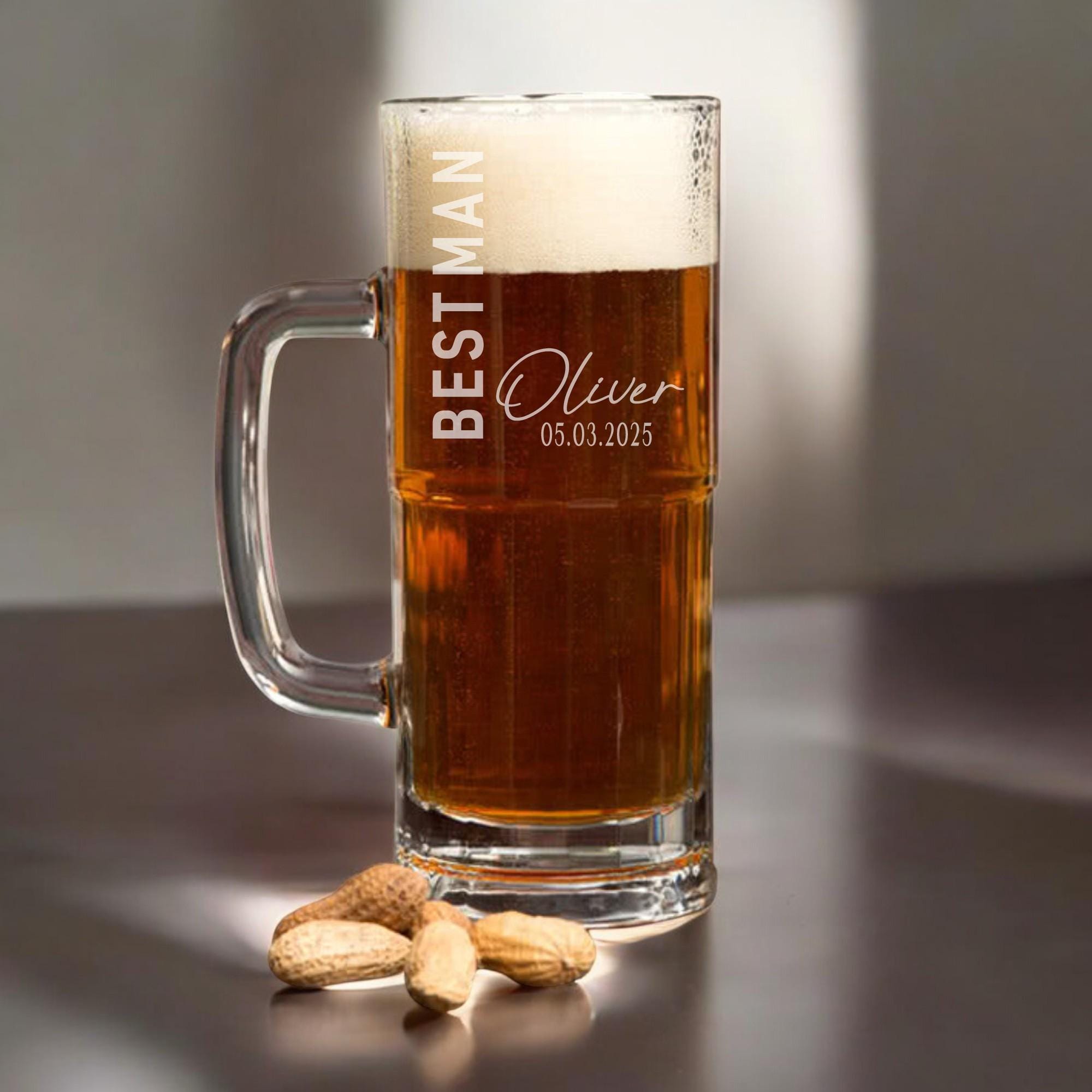 Bicchiere Grano Personalizzato Bicchiere Da Birra Personalizzato 0.5L - Incisione Laser Con Nome, Data O Scritta A Scelta Regalo Personalizzato Uomo