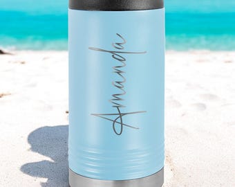 Slim Can Cooler Personalized, Girls Trip,  Custom Skinny Metal Tumbler, Skinny Can Cooler, Beach Can Cooler, Custom Can Cooler