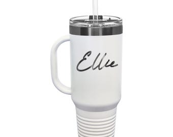 Personalized 40oz Tumbler with Handle, Engraved Stainless Steel Travel Mug