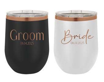 Personalized Bridesmaid Wine Tumbler with Lid, Stainless Steel (12 oz)