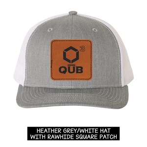 Personalized Leather Patch Hat - Engraved with Company Logo for Business or Wedding Gifts using Richardson Trucker Snapback Hat