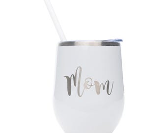 Personalisierter Edelstahl-Weinbecher, Geschenk für Mutter, Brautjungfer, 12 Unze