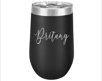 Personalized Wine Tumbler, Laser Engraved Stainless Steel, Bridesmaid Gift