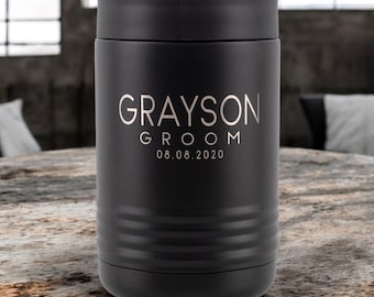 Groomsmen-cadeaus, houder voor blikjeskoeler, stalknecht voorstel, houder voor blikjeskoeler, gegraveerde blikjeskoeler, cadeau-ideeën voor bruidsjonkers