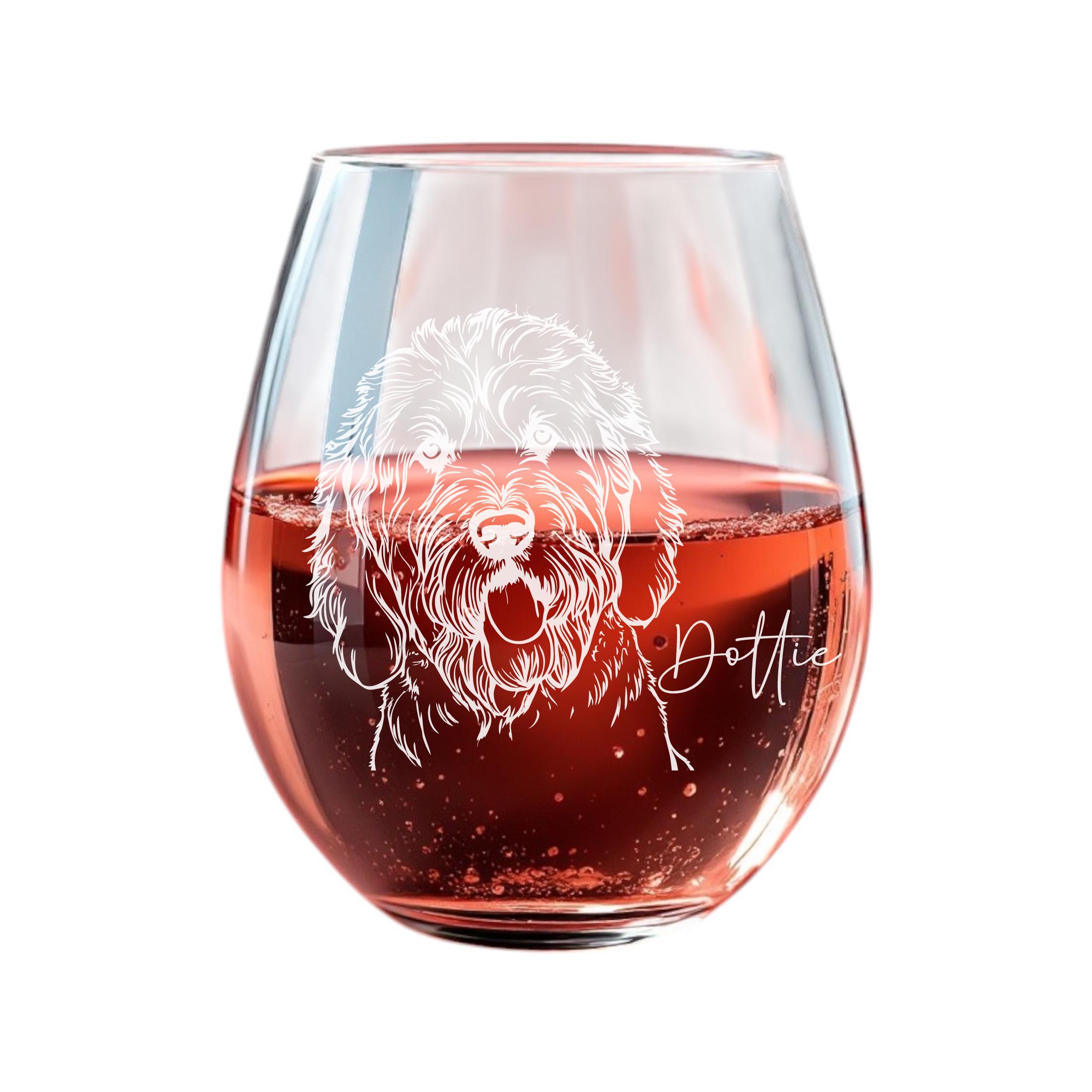 Dog Wine Glass Custom Pet Sketch Glassware Dog First Christmas – Personalized Whiskey, Pint, or Stemless Wine Glass