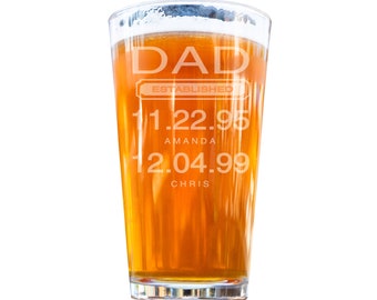 Regalo per la festa del papà dalla moglie, regalo personalizzato per papà, bicchiere di birra dalla figlia, regalo dal figlio, data stabilita, bicchiere di birra da 16 once