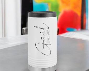 Personalized Skinny Can Cooler, Stainless Steel Insulated Cozie