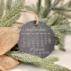 Just Married Ornament, First Christmas Married Ornament Calendar, Personalized Christmas Ornament, Marriage Keepsake, Newly Married Gift