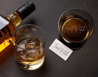 Vaso de whisky con escritura a mano personalizada: cristalería de bar personalizada, 10.25 oz