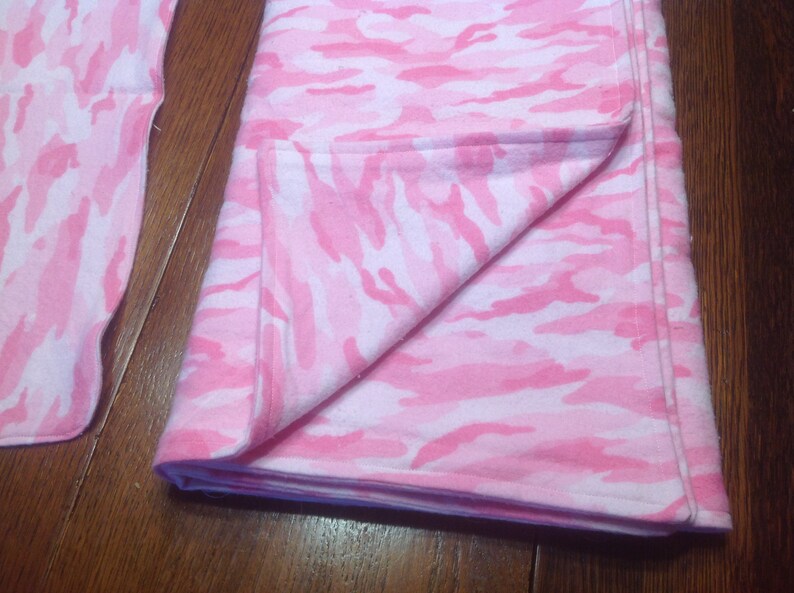 Combo Set Pink Camouflage Camo Baby Girl Receiving Blanket Burp Cloth Flannel Handmade Baby Shower Gift
