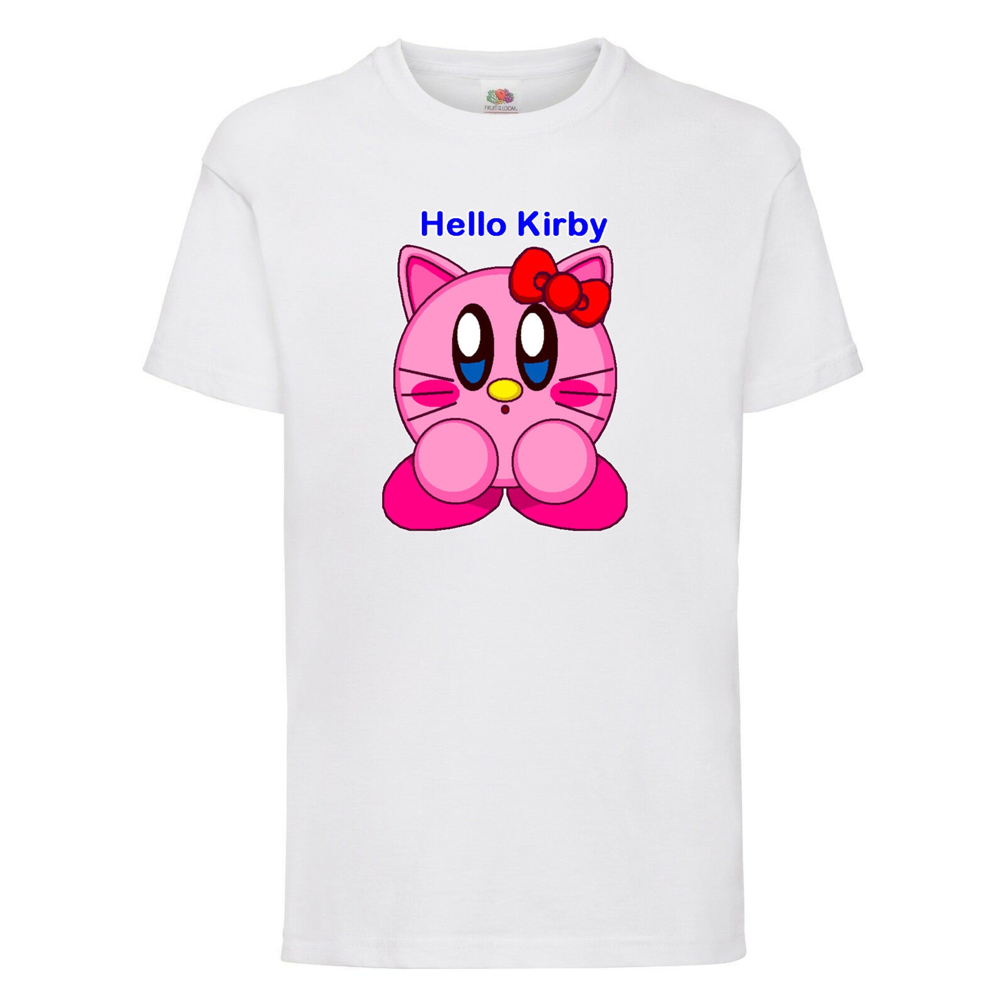 Hello Kirby Hello Kitty Funny Slogan Cute Kirby Video-Game Character Kids Unisex Boy Girl Birthday Gift T shirt