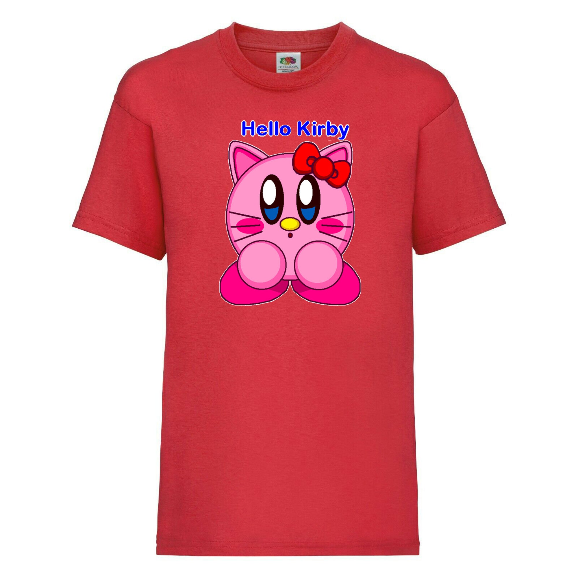Hello Kirby Hello Kitty Funny Slogan Cute Kirby Video-Game Character Kids Unisex Boy Girl Birthday Gift T shirt