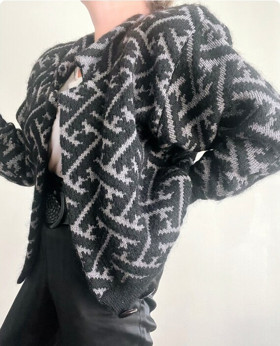 Exclusive Mohair Wool Blend Metallic Cardigan, Vi… - image 7