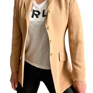 Vintage Emanuel Ungaro Paris Blazer Jacket Women Beige Tan Classic Office Relax, Vintage Designer Blazer, Vintage Ungaro Blazer