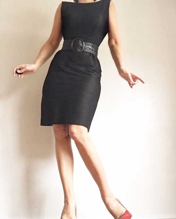 Vintage 1960 Little Black Dress Semi Sheer Old Hollywood Pencil Wiggle Dress Striped Dress Hollywood Glamour Etsy Canada