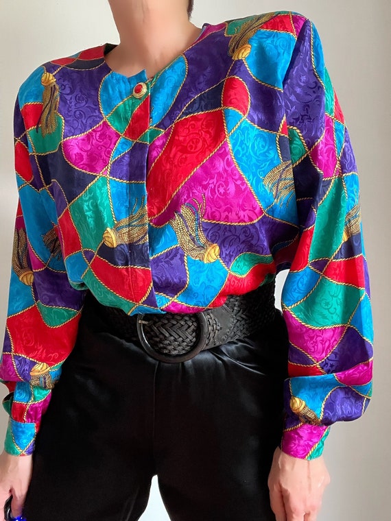Beautiful Vintage 80s Psychedelic Big Print Blouse