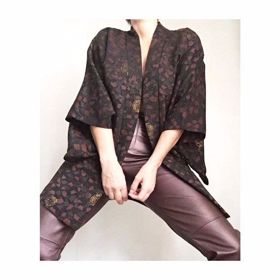 Vintage Rare Original Haori Raw Silk Brocade Short
