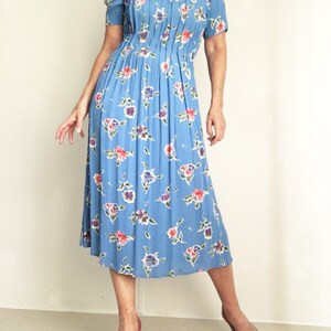 Vintage 90s Floral Pleated Straight Accordion Pleated Midi Market Dress image 8