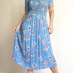 Vintage 90s Floral Pleated Straight Accordion Pleated Midi Market Dress image 4