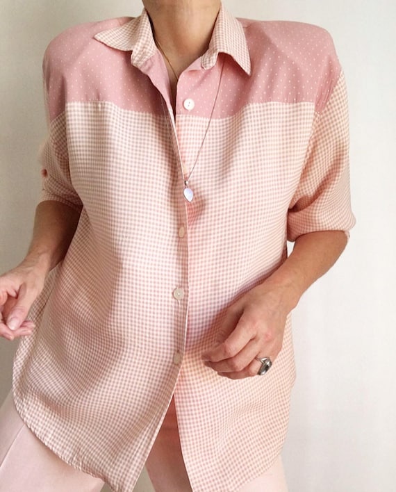 Vintage 80s Polka For Checked Country Blouse | Vin