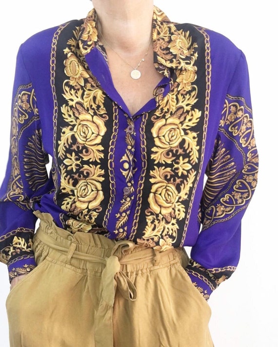 versace inspired print blouse