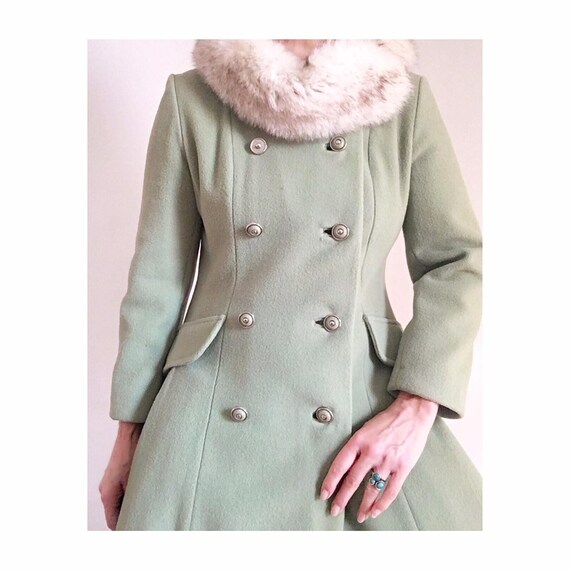 Vintage Wool Mod 1960s Coat | 60s Mint Green Wool